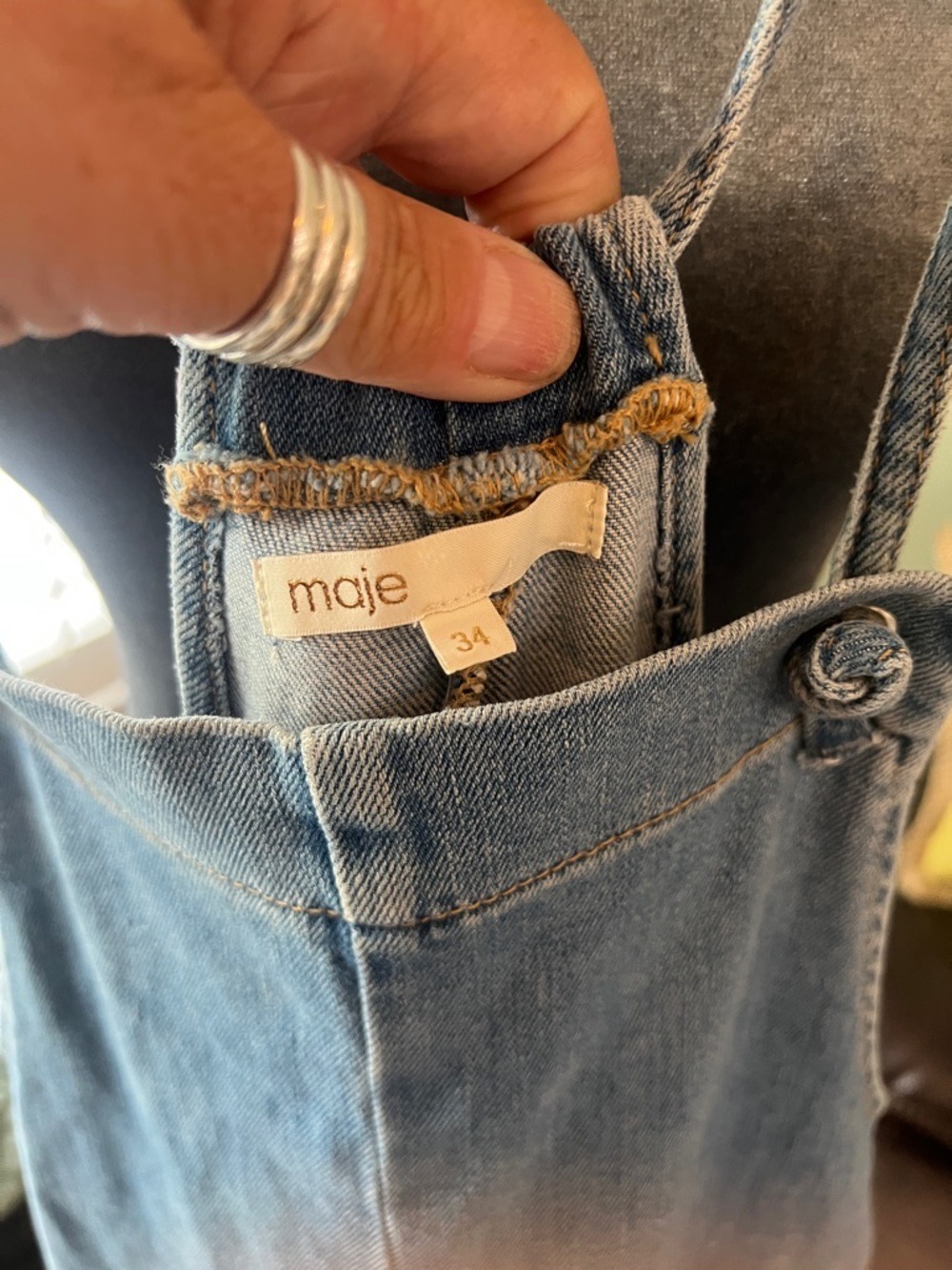 Maje Light Blue Denim Pinafore Overalls. PLEASE VIEW MEASUREMENTS. - Picture 2 of 7